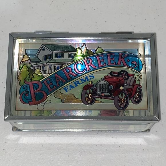 AMIA Handpainted Stained Glass Suncatcher Window Art Trinket Box Bearcreek Farms - Picture 2 of 16